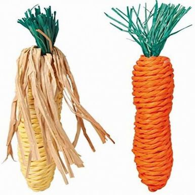 Set juguete de paja. zanahoria y maiz 15cm