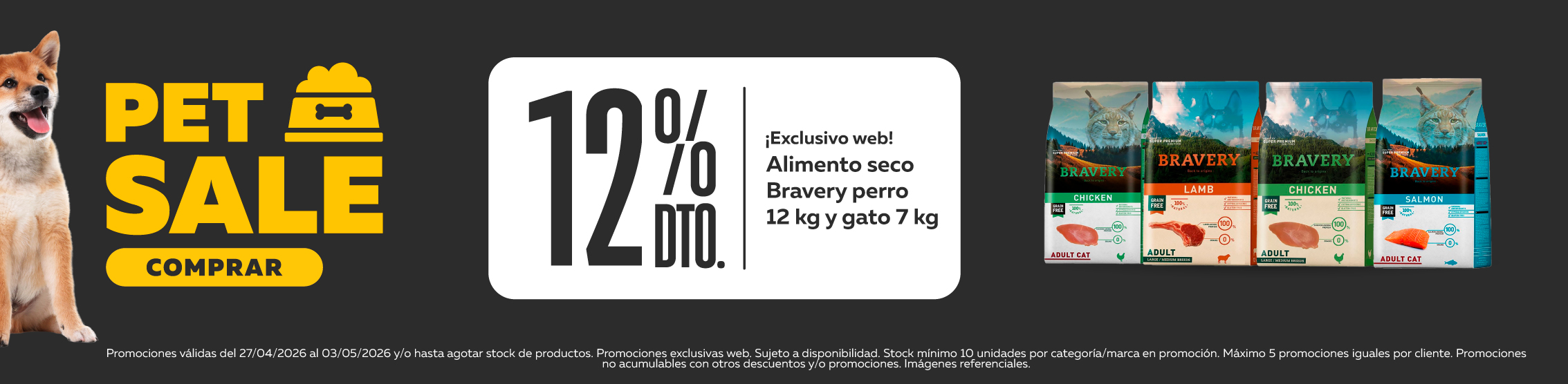 Pet sale bravery alimento seco