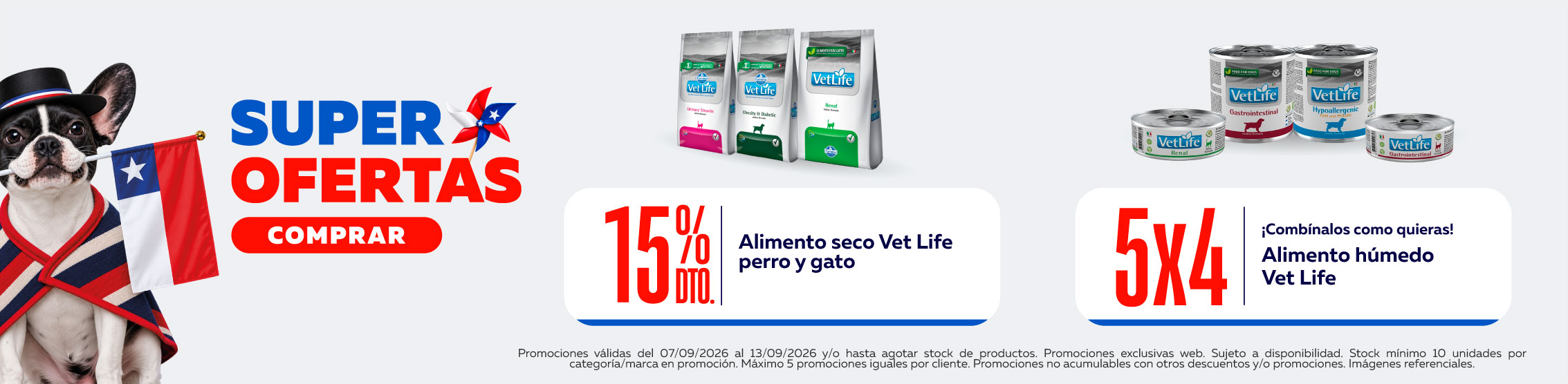 15% de descuento en alimento seco Vetlife