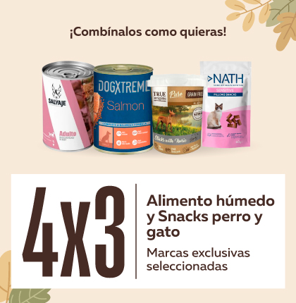 4x3 Alimento húmedo y snacks marcas seleccionadas