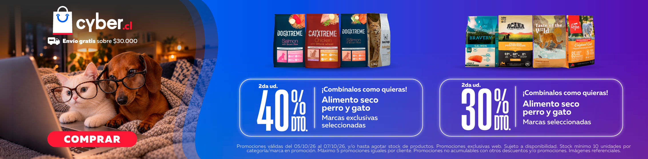 Segunda unidad con 40% de descuento en alimento seco perro y gato seleccionados &iexcl;Comb&iacute;nalos como quieras!