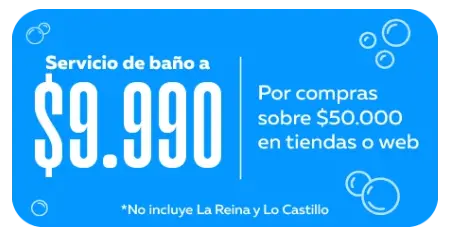 baño a $9.990 por compras sobre $50.000