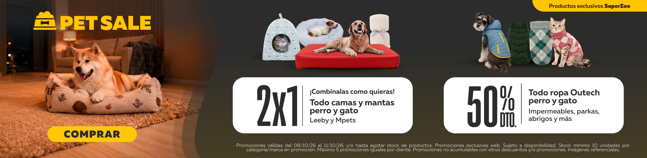 2x1 Todo camas y mantas Leeby y Mpets | 50% todo ropa Outech