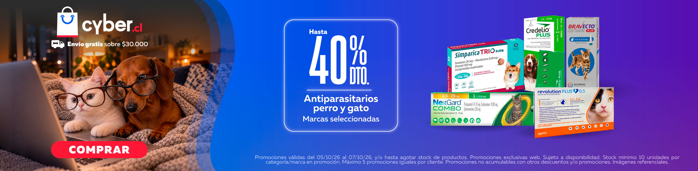 Hasta 40% de descuento en antiparasitarios