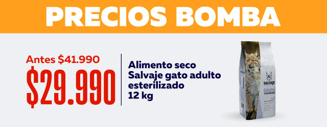 Oferta: Alimento seco Salvaje Gato adulto esterilizado 12kg, antes $41.990, ahora $29.990