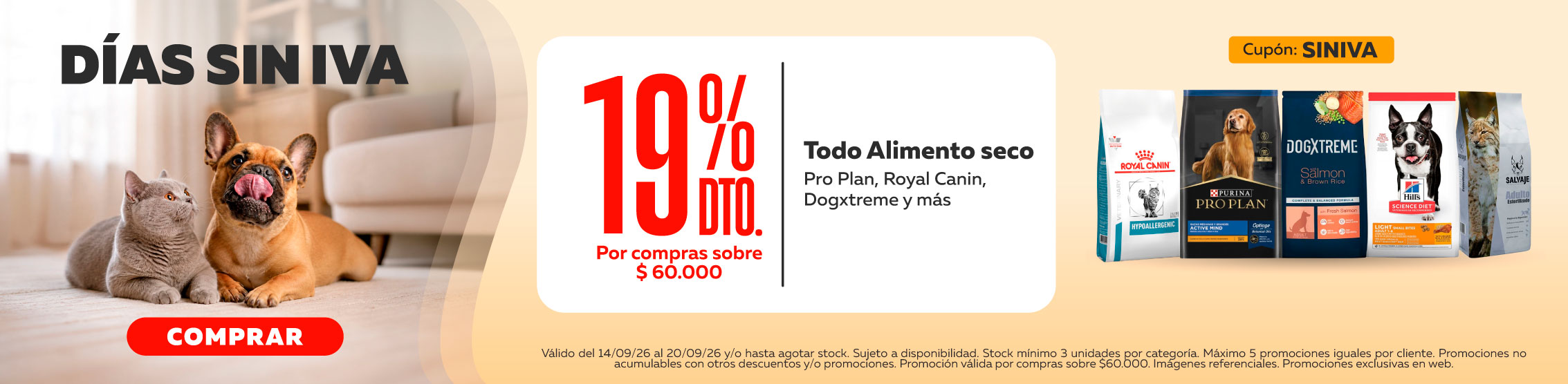 19% de descuento en todo alimento seco