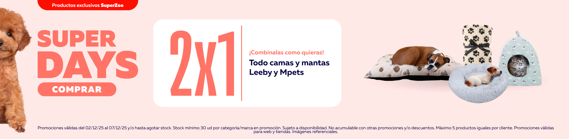 superdays camas y mantas leeby y m-pets