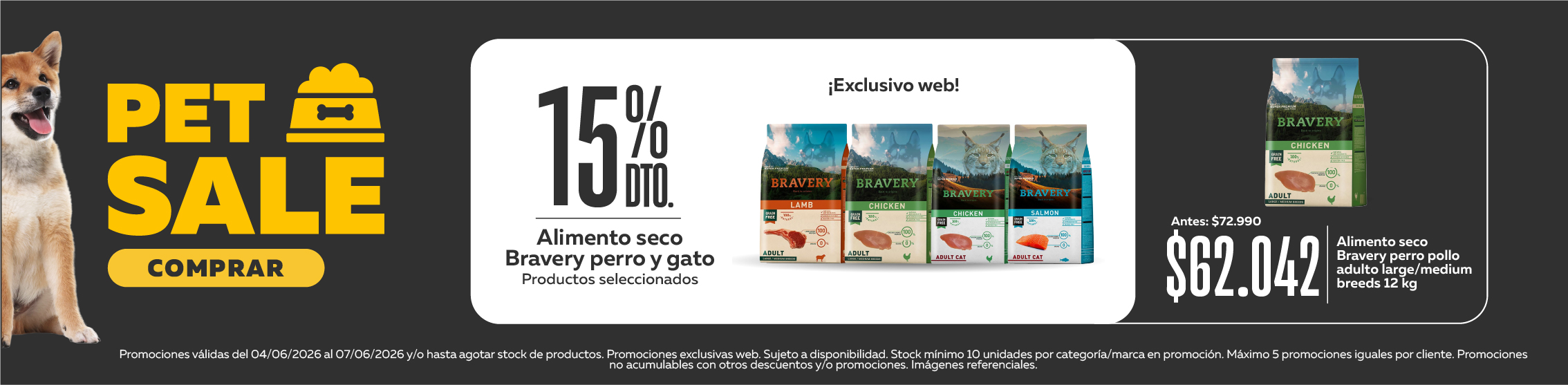 Pet sale bravery alimento seco