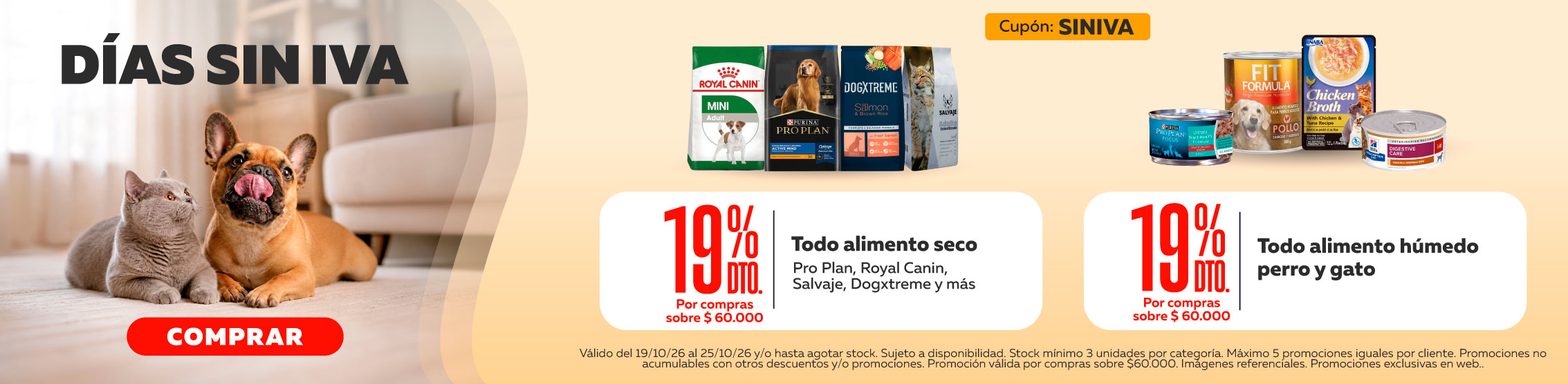 19% de descuento en todo alimento seco
