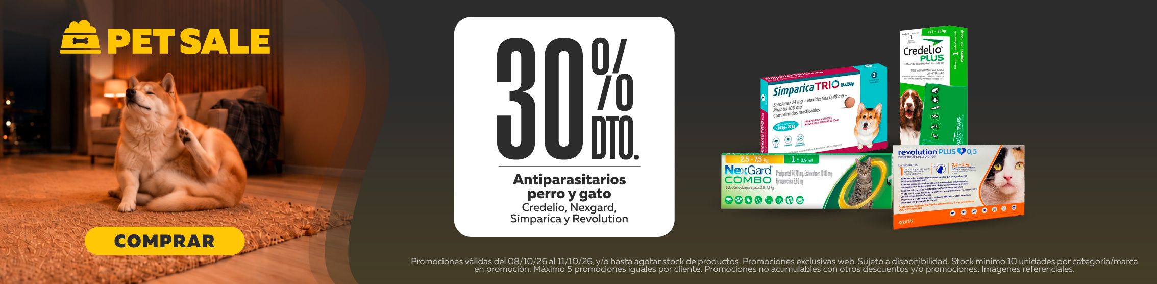 30% de descuento en Antiparasitarios Credelio, Nexgard, Simparica y Revolution