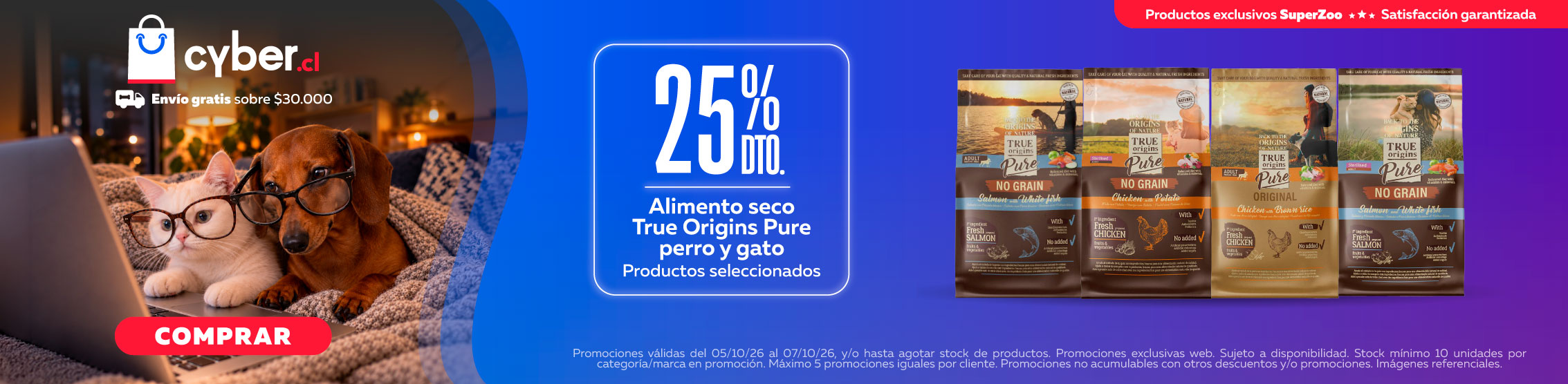 25% de descuento en alimento seco True Origins seleccionado