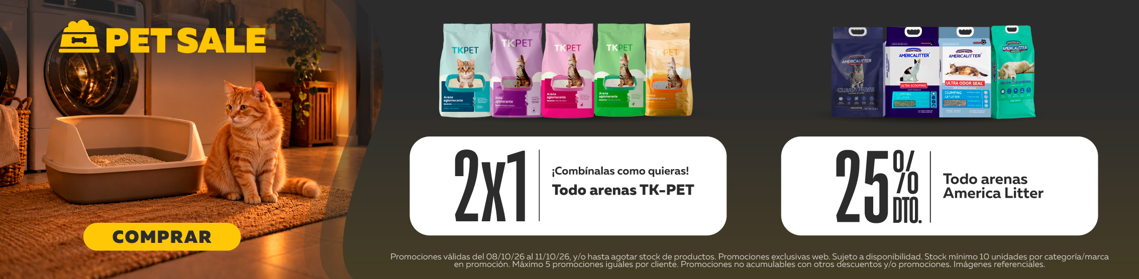 2x1 en Arenas Tk-Pet y 25% de descuento en Arenas America Litter