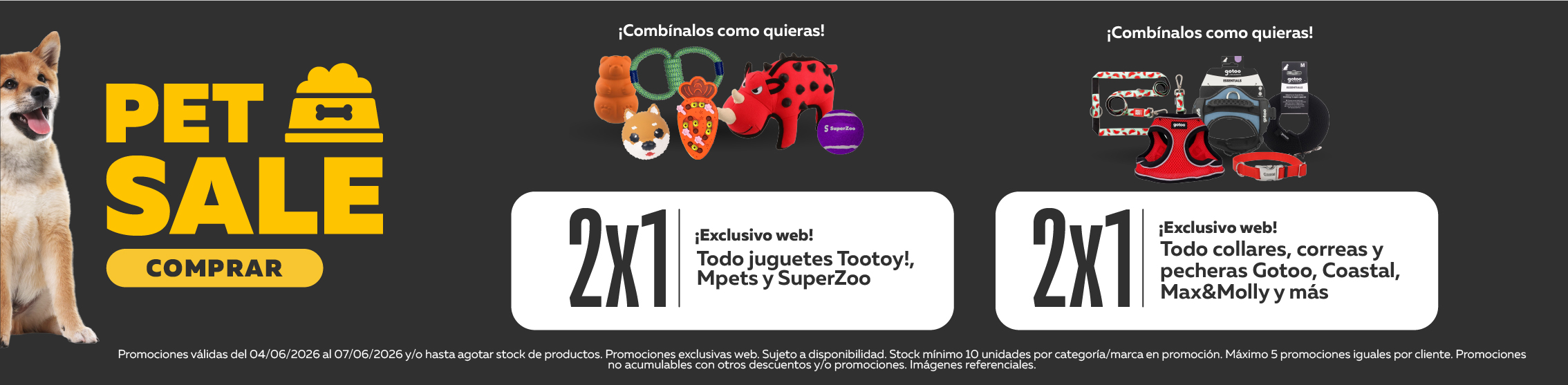 Pet sale correas y juguetes