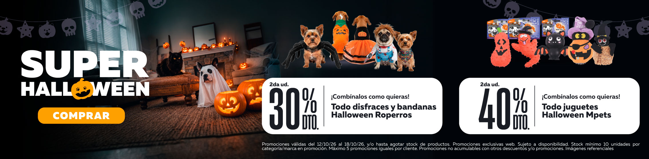 30% de descuento en 2da unidad disfraces halloween