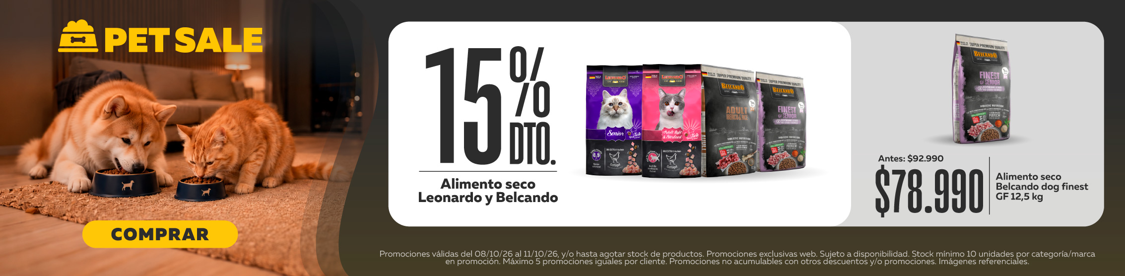 15% de descuento en alimento seco Leonardo y Belcando