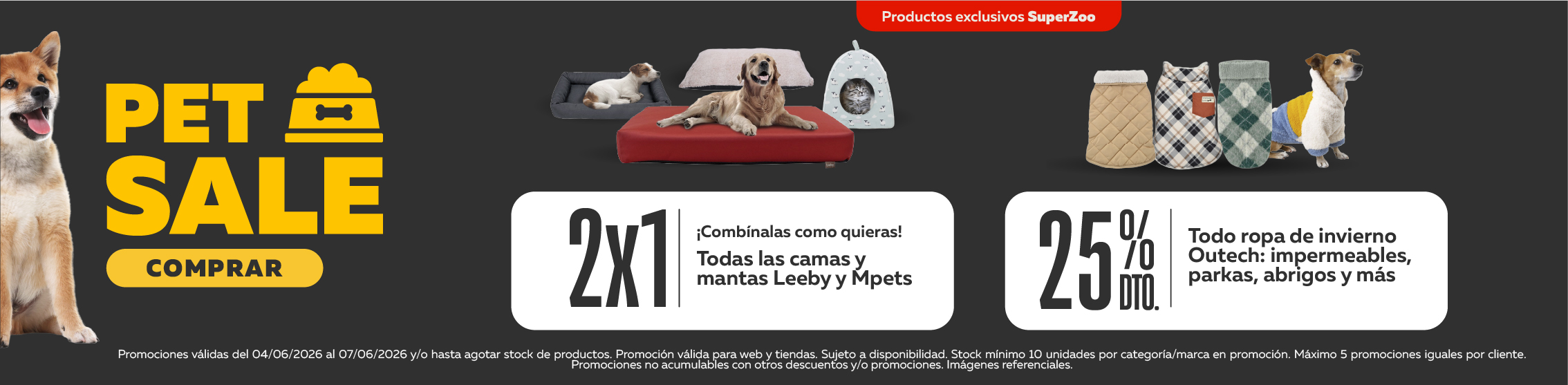 Pet sale camas