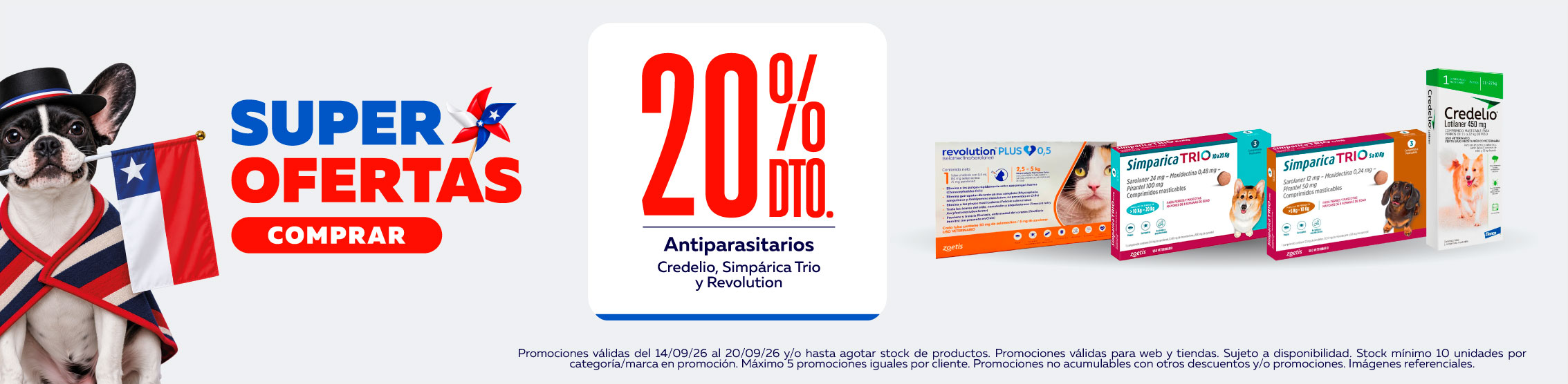 20% en antiparasitarios credelio, simparica y revolution