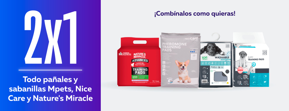 2x1 en todo pañales y sabanillas Mpets, Nice Care y Nature's Miracle 2x1 en todo pañales y sabanillas Mpets, Nice Care y Nature's Miracle