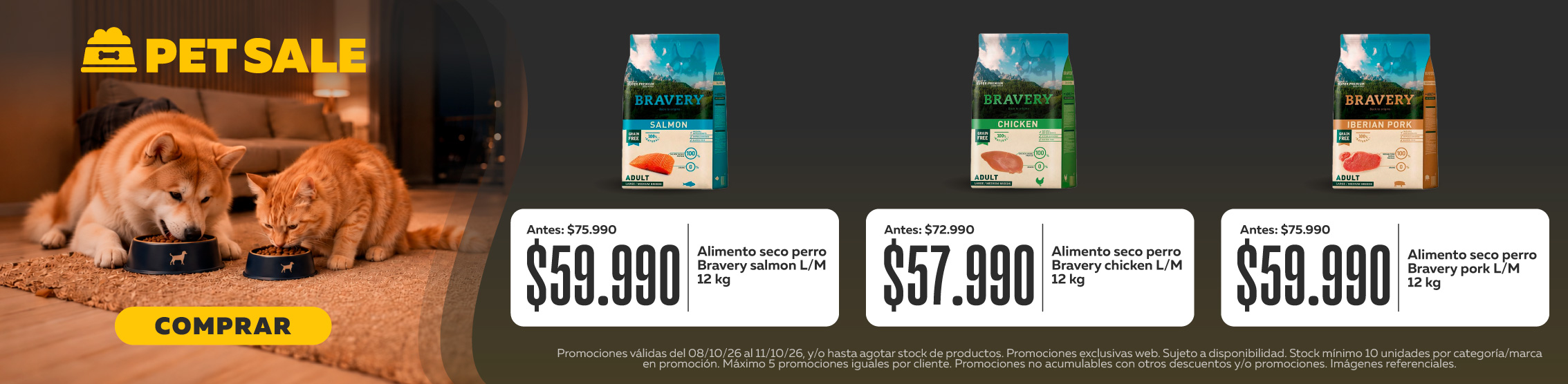 20% de descuento en Alimento seco Bravery perro y gato