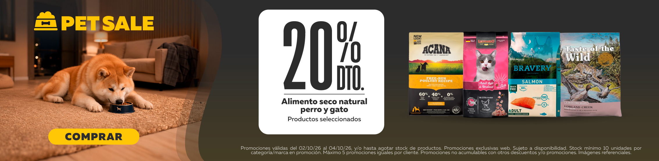 Pet sale alimento seco natural