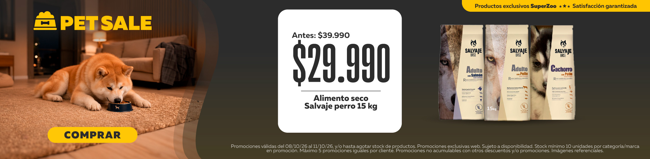 Antes $39.990, Ahora $29.990 | Alimento seco Salvaje perro 15 Kg