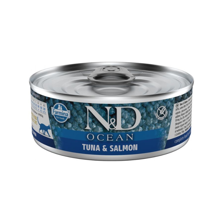 N&D alimento húmedo cat ocean tuna and salmon 80 GR, , large image number null