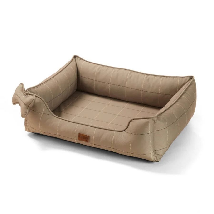 Leeby dog premium bed taupe tartan, , large image number null