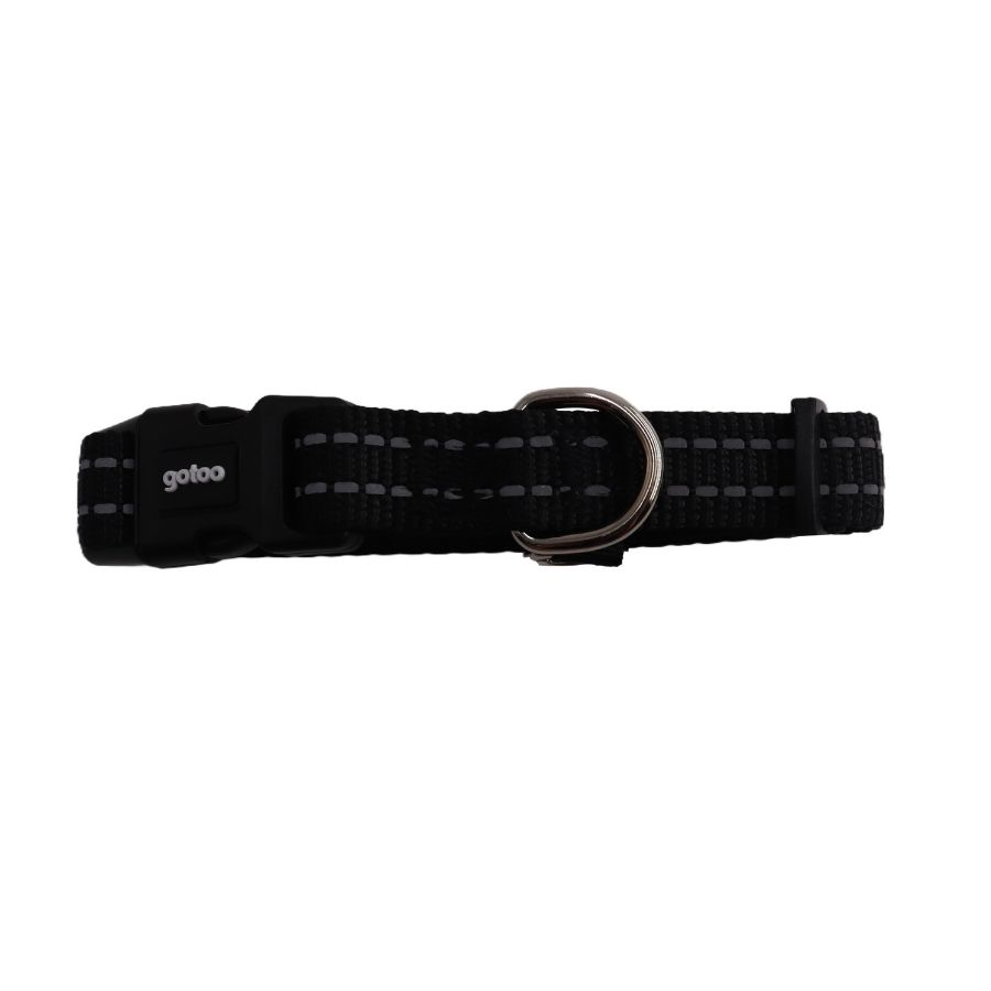 Collar negro reflectante con acolchado ajustable para perros, , large image number null