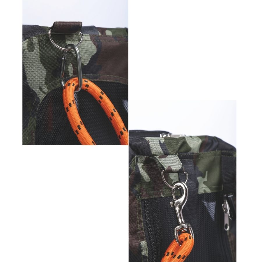 Mpets portamascotas de viaje 2 en 1 con correa y cintur&oacute;n camuflaje color naranjo, , large image number null