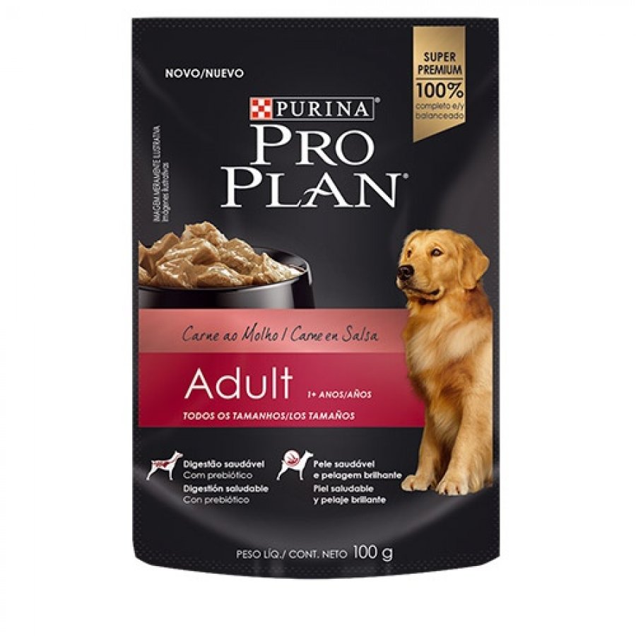 Proplan Wet Pouch Adult Carne alimento húmedo para perros, , large image number null