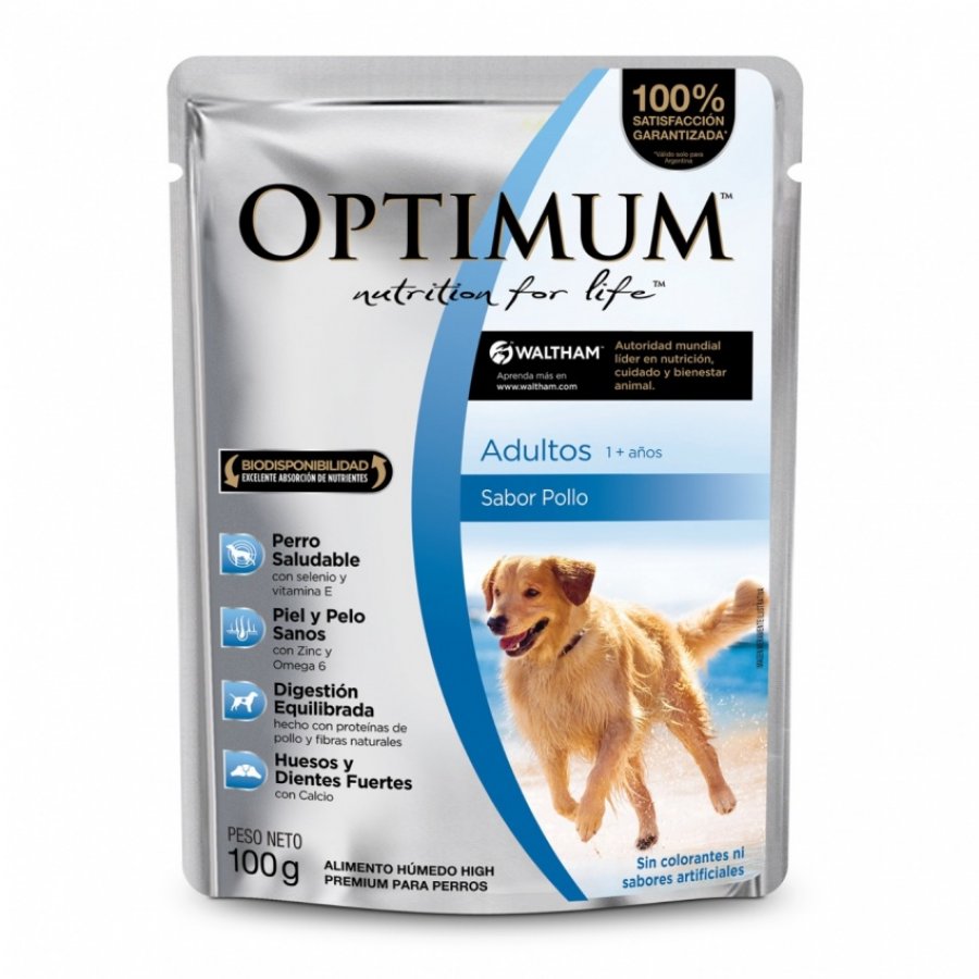 Optimum pouch adulto raza mediana y grande pollo 100GR, , large image number null