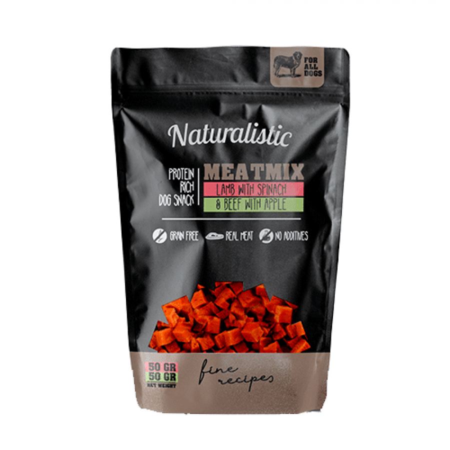 Naturalistic carnemix sabor cordero con espinaca & carne con manzana snack para perros