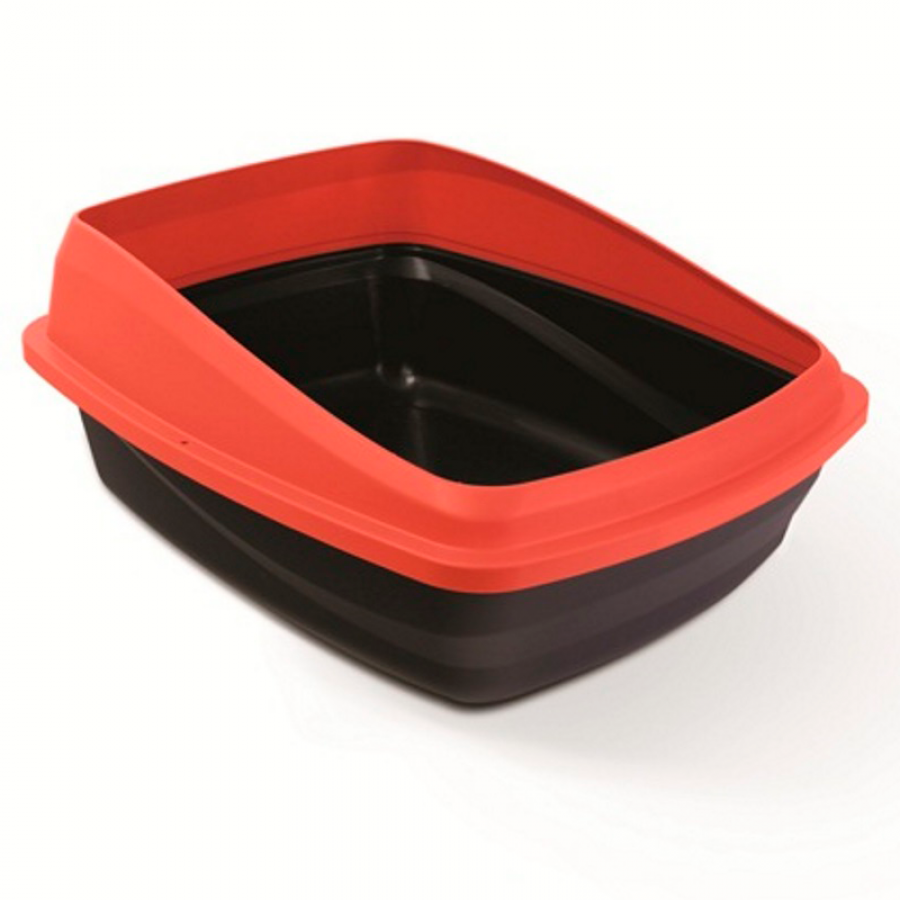 Baño con borde negro y rojo catlove, , large image number null