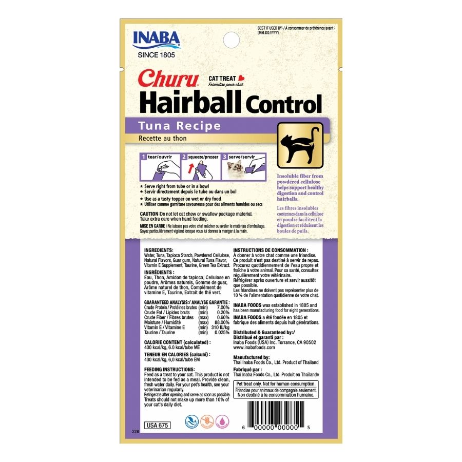 Churu receta de atún con control de bolas de pelo para gatos 56 GR, , large image number null