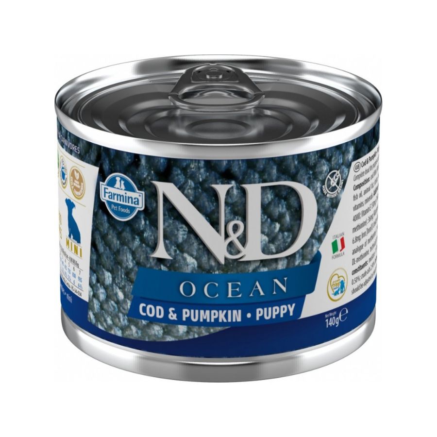 N&D alimento húmedo dog ocean cod pumpkin puppy mini 140 GR, , large image number null