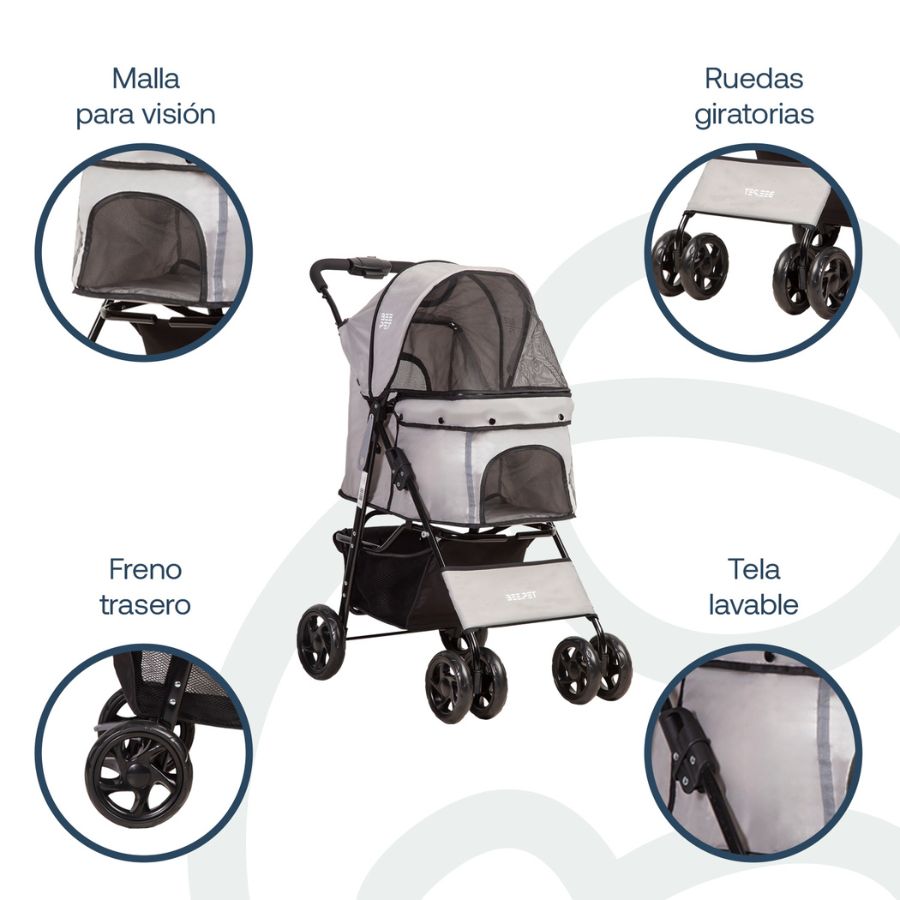 Bebesit coche para mascotas plegable pro negro, , large image number null