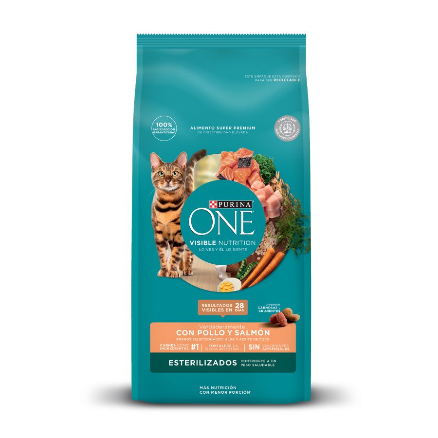 Alimento seco para gatos PURINA&reg; ONE&reg; Esterilizados sabor pollo y salm&oacute;n, , large image number null