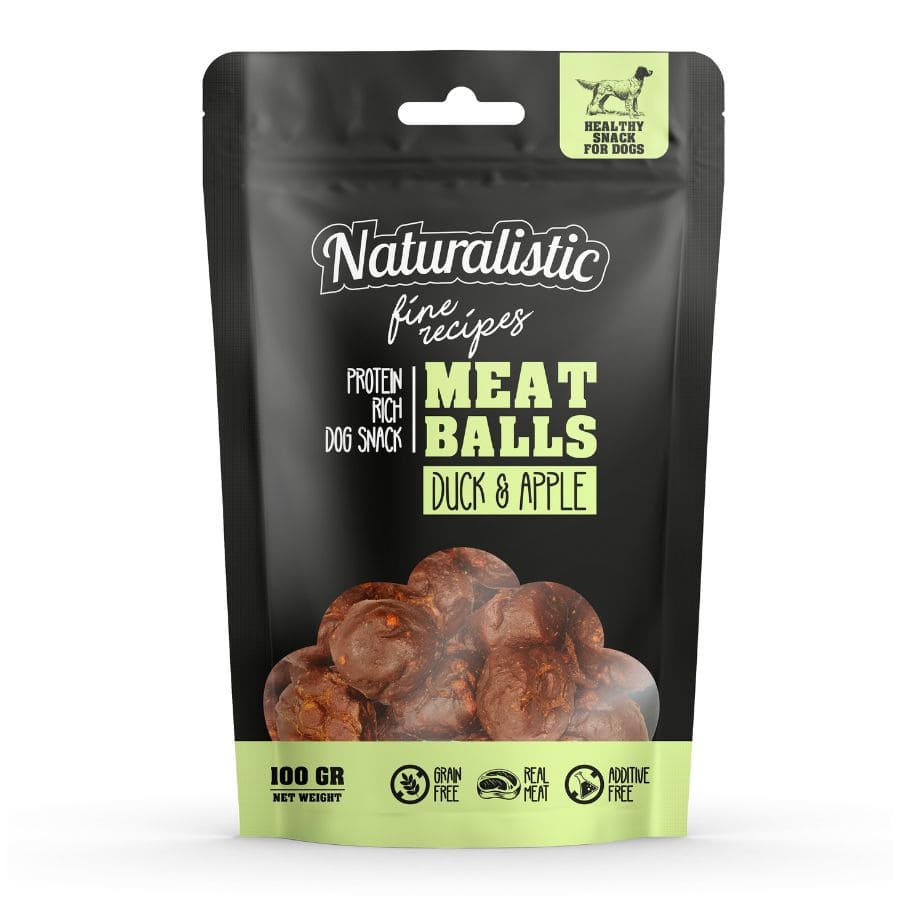 Naturalistic protein rich meatballs sabor pato y manzana snack para perros 100 GR