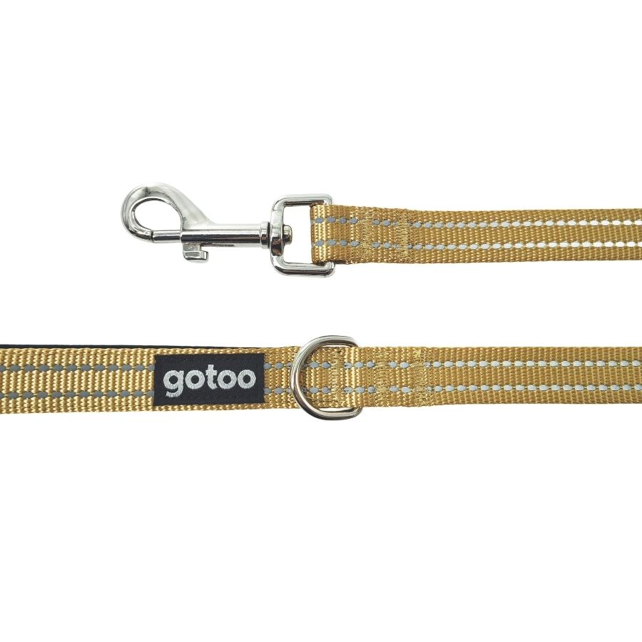 Correa beige reflectante con asa acolchada para perros, , large image number null