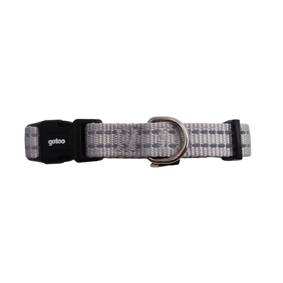 Collar gris reflectante con acolchado ajustable para perros, , large image number null