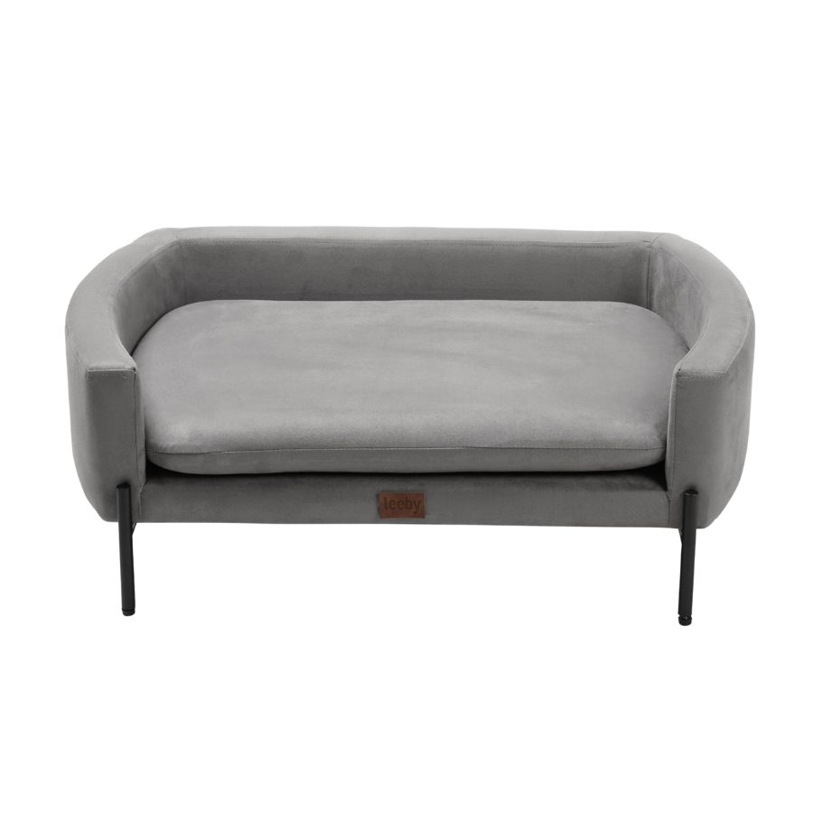 Leeby dog deluxe grey suede sofa