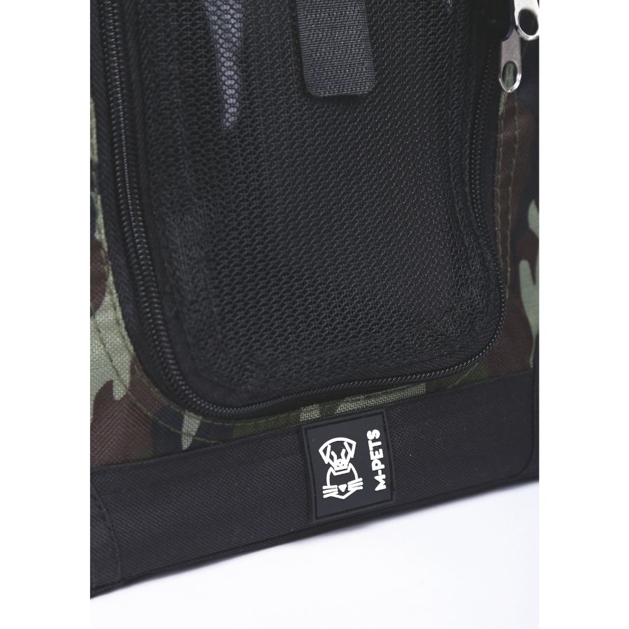 Mpets portamascotas de viaje 2 en 1 con correa y cintur&oacute;n camuflaje color naranjo, , large image number null