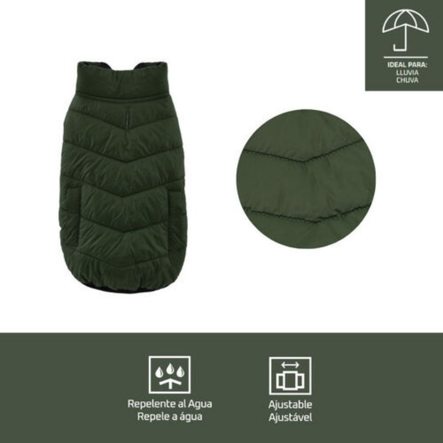 Outech parka puffe color verde con bolsillos para perros, , large image number null