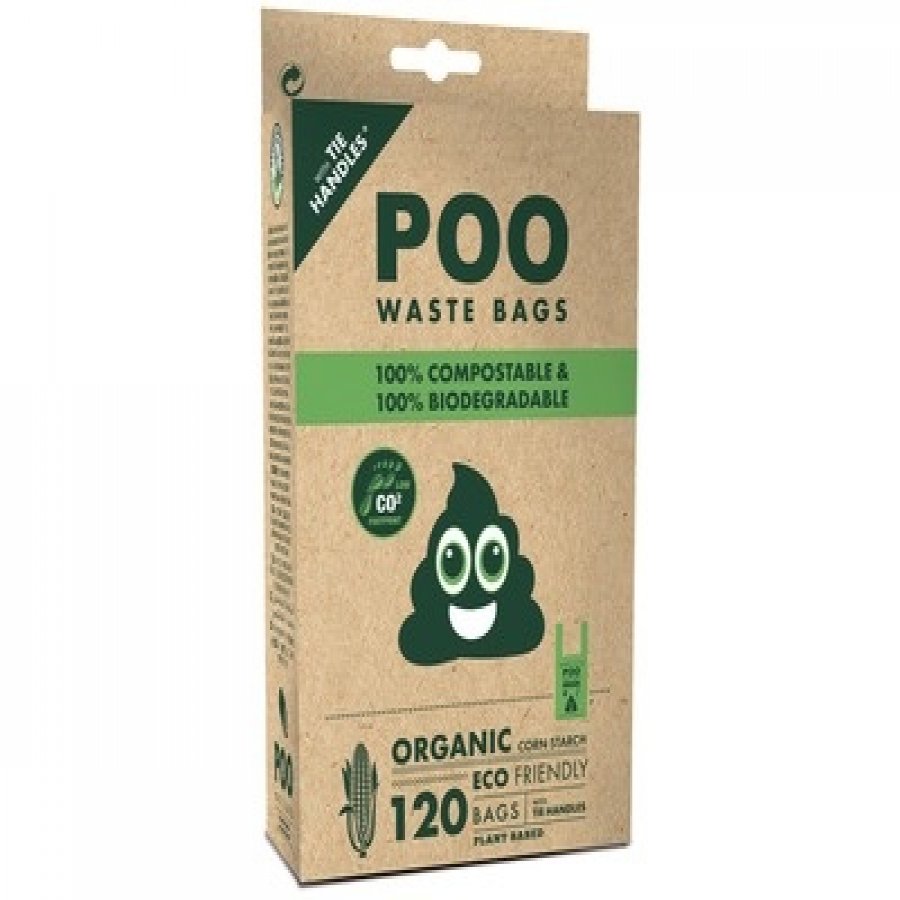 Poo 100% bolsas compostable 120 unid verdes