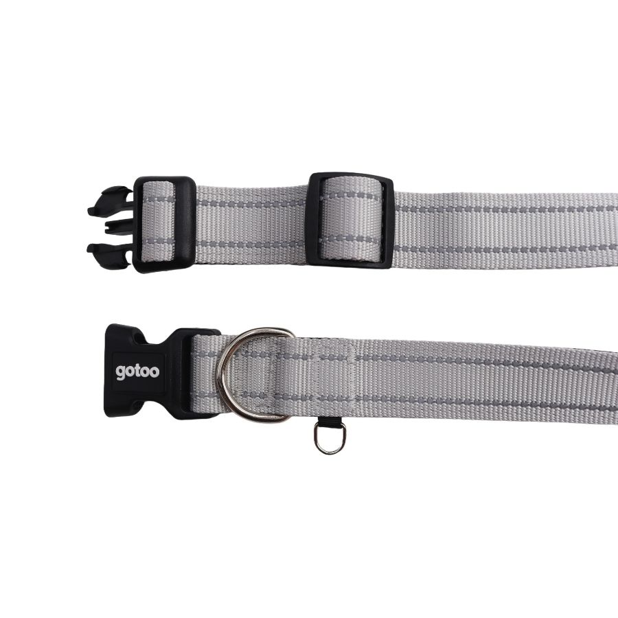 Collar gris reflectante con acolchado ajustable para perros, , large image number null