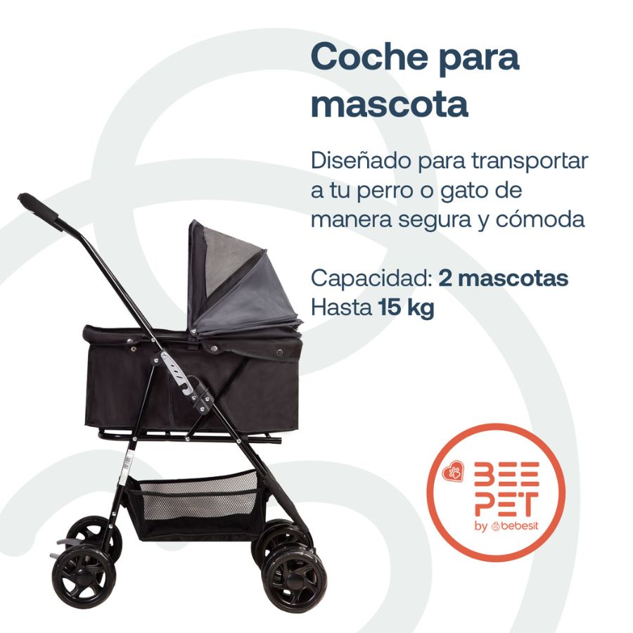 Bebesit coche para mascotas plegable easy negro, , large image number null