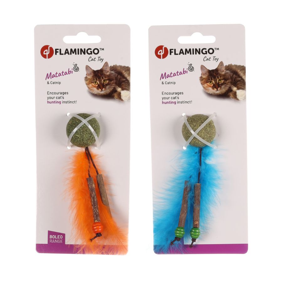 Boleo + catnip + feathers orange/blue 14cm surtido, , large image number null