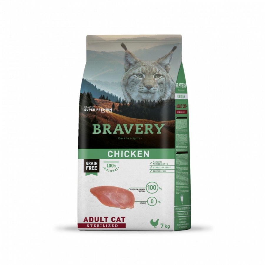 Bravery Cat Chicken Adult Sterilized alimento para gato 7KG, , large image number null