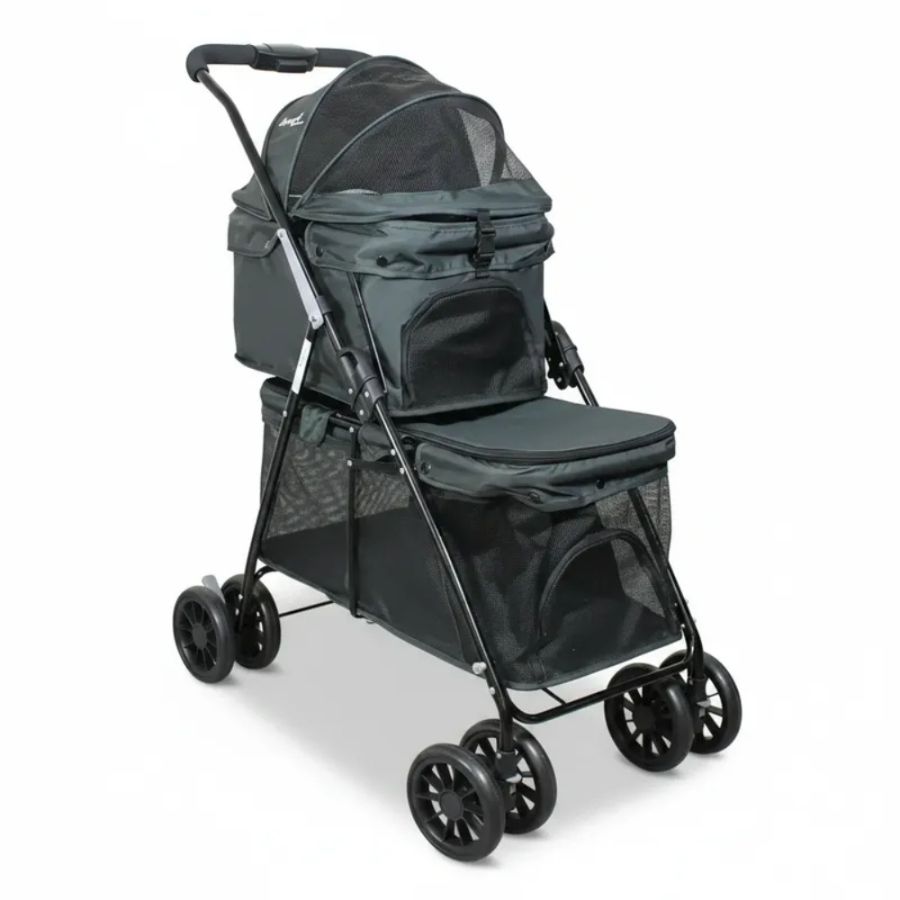 Bebesit coche para mascotas duopet doble gris