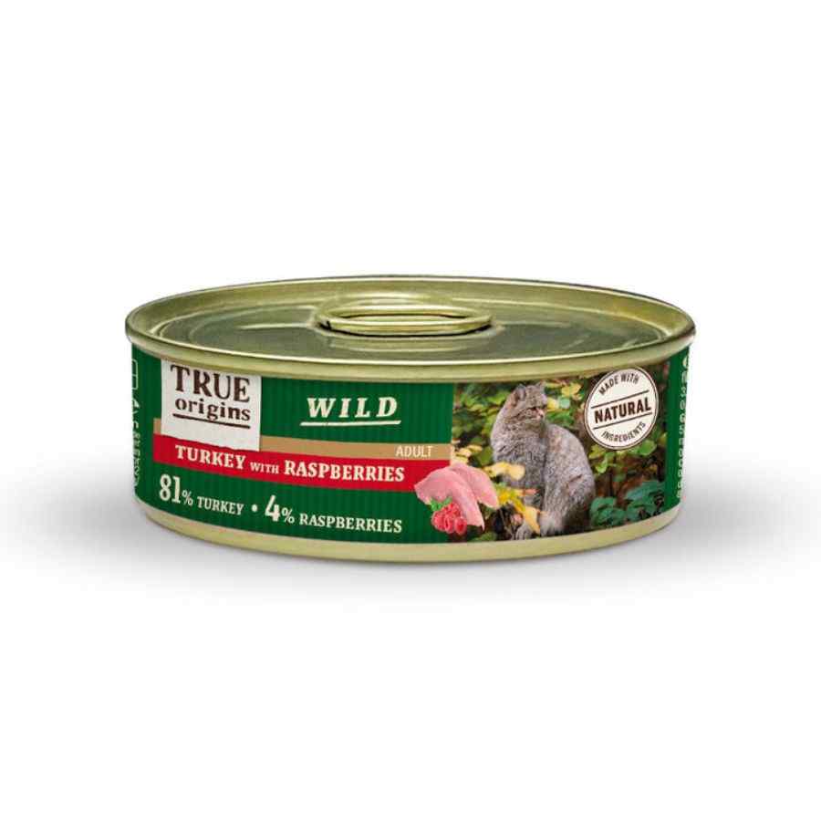 True Origins Wild adulto cat pavo con frambuesas alimento húmedo para gatos 85 GR